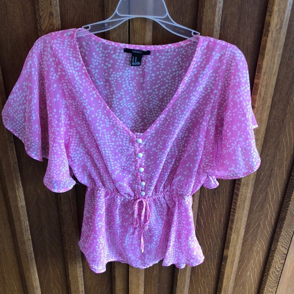 Forever 21 Pink & White Speckled Blouse